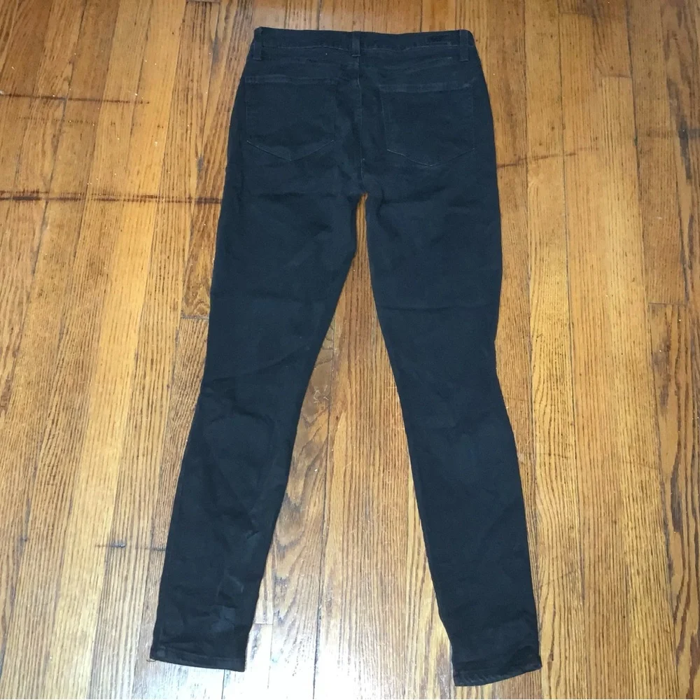 PAIGE High Rise Edgemont Skinny Jeans Zipper Details Black Made in USA Size 30 - Picture 6 of 8